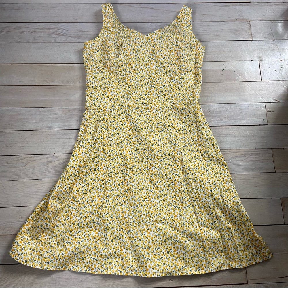 R&R/floral summer dress/yellow green and white/size 12P